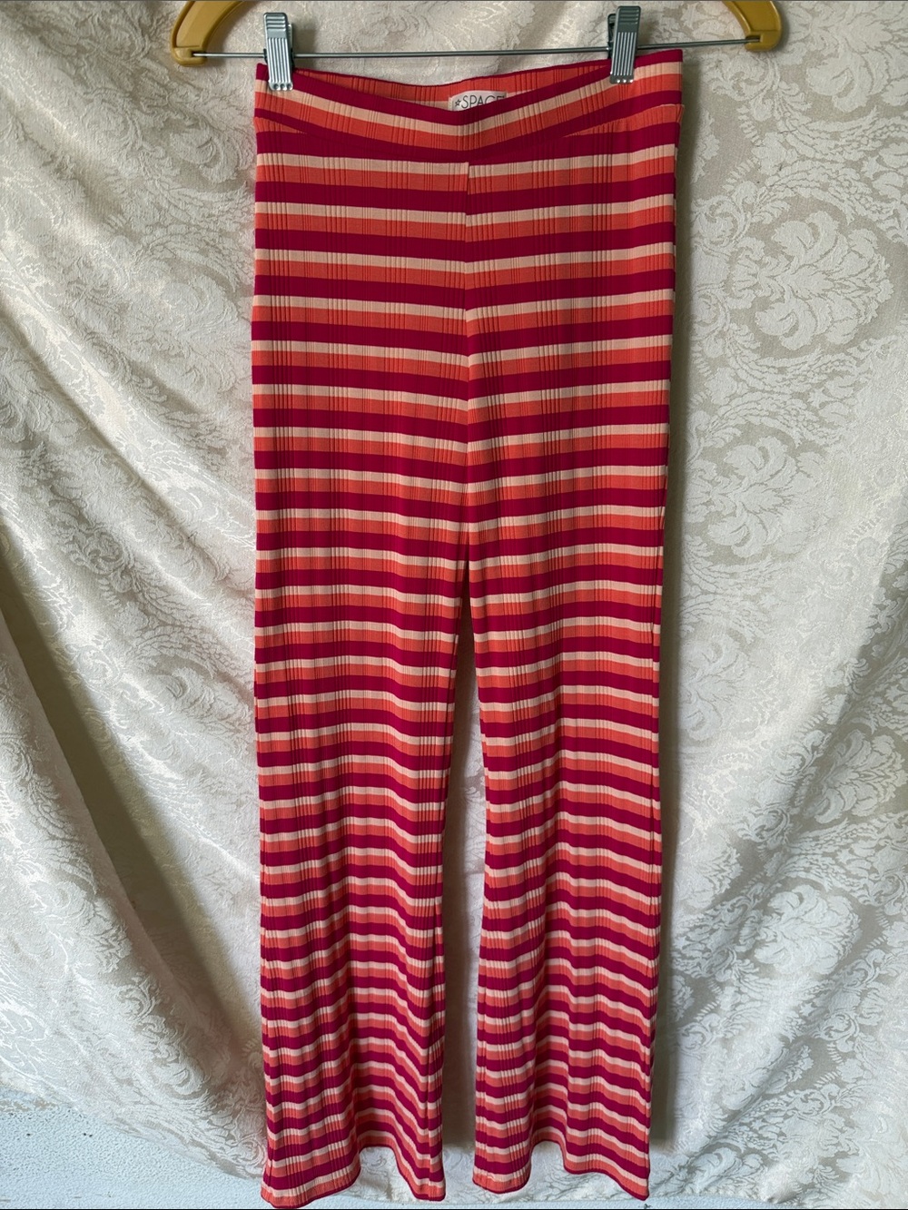 NWT L*Space striped bell pants in tan, fuchsia & orange